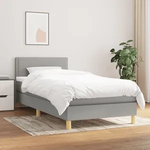 vidaXL Sommier à lattes de lit avec matelas Gris clair 80x200 cm Tissu pas cher