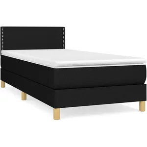vidaXL Sommier à lattes de lit et matelas Noir 80x200 cm Tissu pas cher