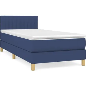 vidaXL Sommier à lattes de lit avec matelas Bleu 80x200 cm Tissu pas cher