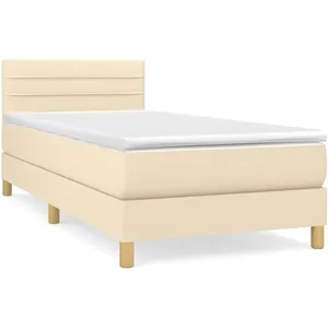 vidaXL Sommier à lattes de lit avec matelas Crème 80x200 cm Tissu pas cher