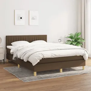 vidaXL Sommier à lattes de lit avec matelas Marron foncé 140x200 cm pas cher