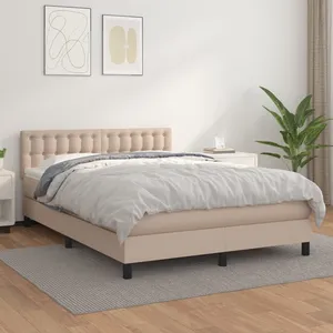 vidaXL Sommier à lattes de lit avec matelas Cappuccino 140x200 cm pas cher