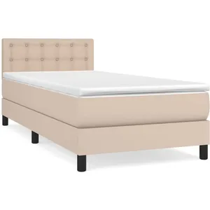vidaXL Sommier à lattes de lit avec matelas Cappuccino 90x200 cm pas cher
