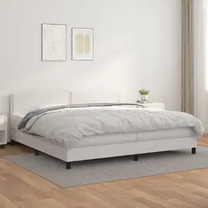 vidaXL Sommier à lattes de lit avec matelas Blanc 200x200cm Similicuir pas cher