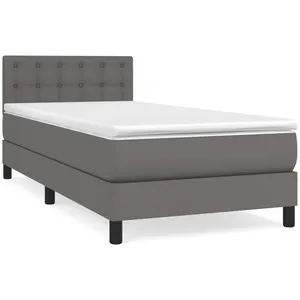 vidaXL Sommier à lattes de lit avec matelas Gris 80x200 cm Similicuir pas cher