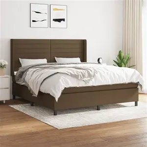vidaXL Sommier à lattes de lit avec matelas Marron foncé 160x200 cm pas cher
