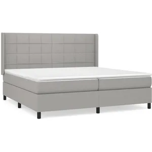 Comparateur de prix : vidaXL Sommier à lattes de lit avec matelas Gris clair 200x200cm Tissu