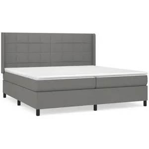 vidaXL Sommier à lattes de lit avec matelas Gris foncé 200x200cm Tissu pas cher