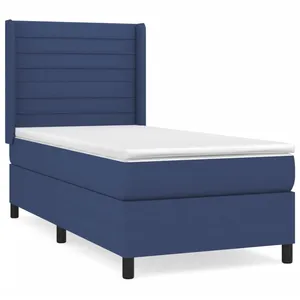 vidaXL Sommier à lattes de lit avec matelas Bleu 80x200 cm Tissu pas cher