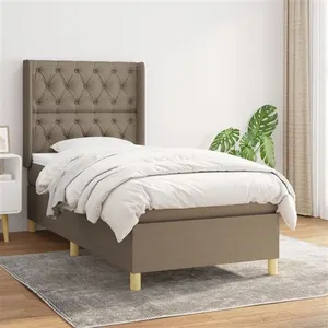vidaXL Sommier à lattes de lit avec matelas Taupe 80x200 cm Tissu pas cher