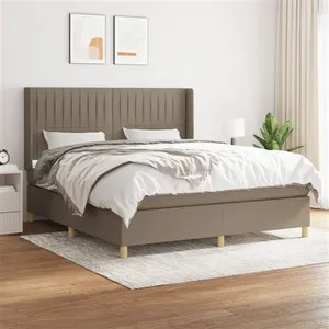 vidaXL Sommier à lattes de lit avec matelas Taupe 180x200 cm Tissu pas cher