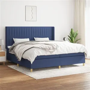 vidaXL Sommier à lattes de lit avec matelas Bleu 200x200 cm Tissu pas cher