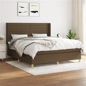 vidaXL Sommier à lattes de lit avec matelas Marron foncé 160x200 cm pas cher