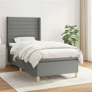 vidaXL Sommier à lattes de lit et matelas Gris foncé 90x190 cm Tissu pas cher
