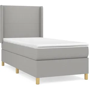 vidaXL Sommier à lattes de lit avec matelas Gris clair 100x200cm Tissu pas cher