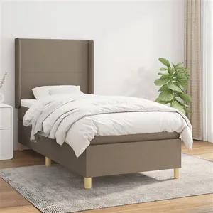 vidaXL Sommier à lattes de lit avec matelas Taupe 80x200 cm Tissu pas cher