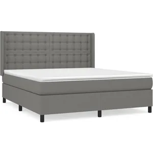 vidaXL Sommier à lattes de lit avec matelas Gris foncé 160x200cm Tissu pas cher
