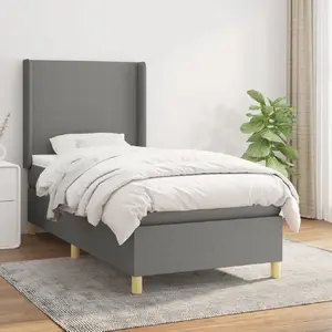 vidaXL Sommier à lattes de lit avec matelas Gris foncé 80x200 cm Tissu pas cher