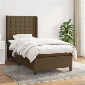 vidaXL Sommier à lattes de lit avec matelas Marron foncé 100x200 cm pas cher