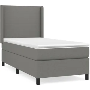 vidaXL Sommier à lattes de lit avec matelas Gris foncé 100x200cm Tissu pas cher