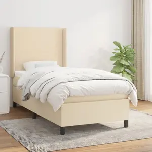 vidaXL Sommier à lattes de lit et matelas Crème 90x190 cm Tissu pas cher
