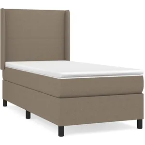 vidaXL Sommier à lattes de lit avec matelas Taupe 90x200 cm Tissu pas cher