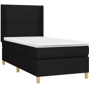 vidaXL Sommier à lattes de lit avec matelas Noir 100x200 cm Tissu pas cher