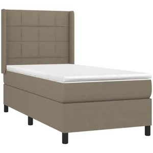 vidaXL Sommier à lattes de lit avec matelas Taupe 100x200 cm Tissu pas cher