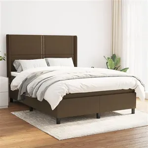 vidaXL Sommier à lattes de lit avec matelas Marron foncé 140x200 cm pas cher