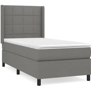 vidaXL Sommier à lattes de lit avec matelas Gris foncé 80x200 cm Tissu pas cher