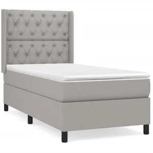 vidaXL Sommier à lattes de lit avec matelas Gris clair 80x200 cm Tissu pas cher