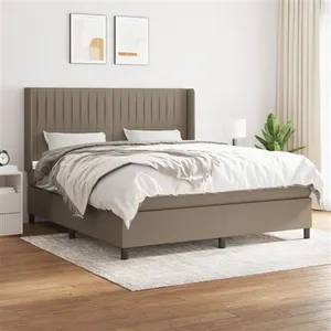 vidaXL Sommier à lattes de lit avec matelas Taupe 180x200 cm Tissu pas cher