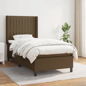 vidaXL Sommier à lattes de lit avec matelas Marron foncé 100x200 cm pas cher