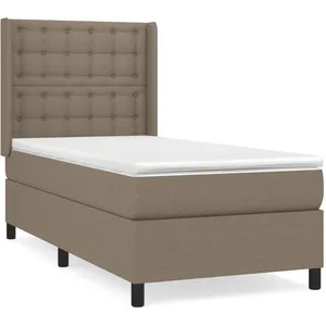 vidaXL Sommier à lattes de lit avec matelas Taupe 80x200 cm Tissu pas cher