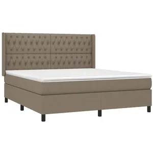 vidaXL Sommier à lattes de lit avec matelas Taupe 180x200 cm Tissu pas cher