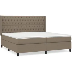 vidaXL Sommier à lattes de lit avec matelas Taupe 200x200 cm Tissu pas cher
