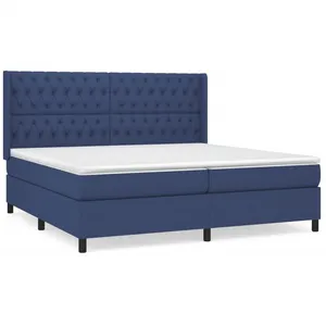 Comparateur de prix : vidaXL Sommier à lattes de lit avec matelas Bleu 200x200 cm Tissu