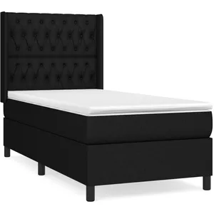 vidaXL Sommier à lattes de lit avec matelas Noir 90x200 cm Tissu pas cher