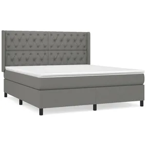 Comparateur de prix : vidaXL Sommier à lattes de lit avec matelas Gris foncé 160x200cm Tissu