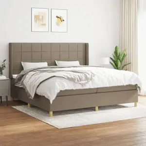 vidaXL Sommier à lattes de lit avec matelas Taupe 200x200 cm Tissu pas cher