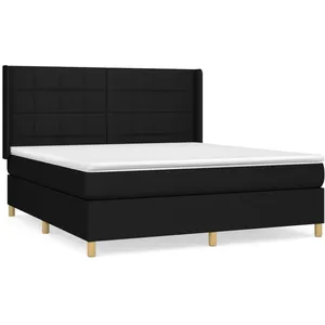 Comparateur de prix : vidaXL Sommier à lattes de lit avec matelas Noir 180x200 cm Tissu