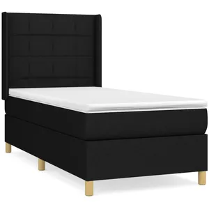vidaXL Sommier à lattes de lit avec matelas Noir 90x200 cm Tissu pas cher