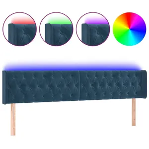 vidaXL Tête de lit à LED Bleu foncé 203x16x78/88 cm Velours pas cher