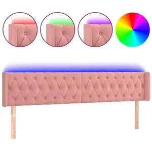 vidaXL Tête de lit à LED Rose 203x16x78/88 cm Velours pas cher