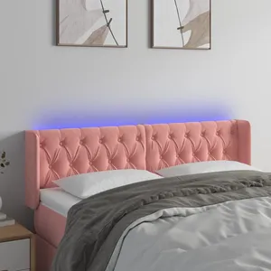 vidaXL Tête de lit à LED Rose 147x16x78/88 cm Velours pas cher