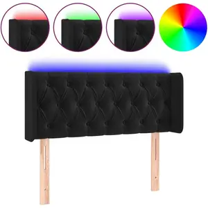 vidaXL Tête de lit à LED Noir 93x16x78/88 cm Velours pas cher