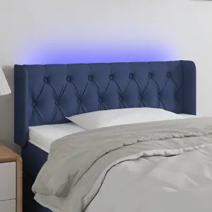 vidaXL Tête de lit à LED Bleu 93x16x78/88 cm Tissu pas cher