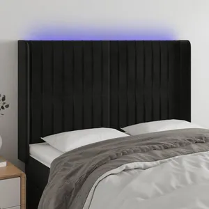Comparateur de prix : vidaXL Tête de lit à LED Noir 147x16x118/128 cm Velours