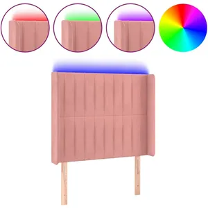 vidaXL Tête de lit à LED Rose 83x16x118/128 cm Velours pas cher