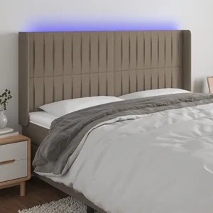 vidaXL Tête de lit à LED Taupe 183x16x118/128 cm Tissu pas cher